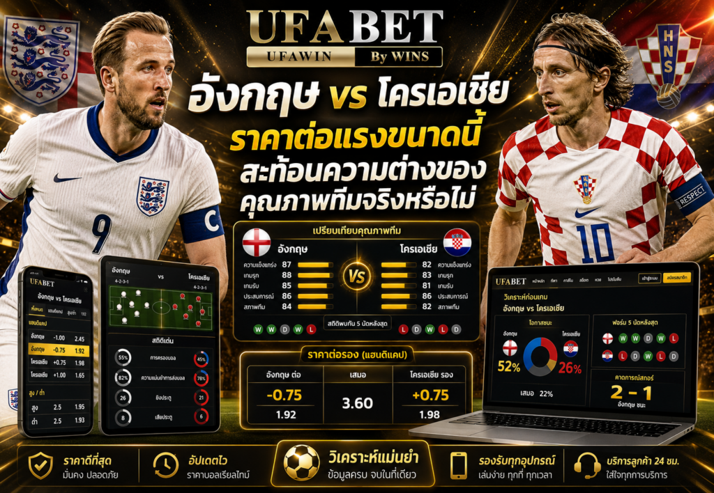 อังกฤษ vs โครเอเชีย ราคาต่อแรงขนาดนี้สะท้อนความต่างของคุณภาพทีมจริงหรือไม่